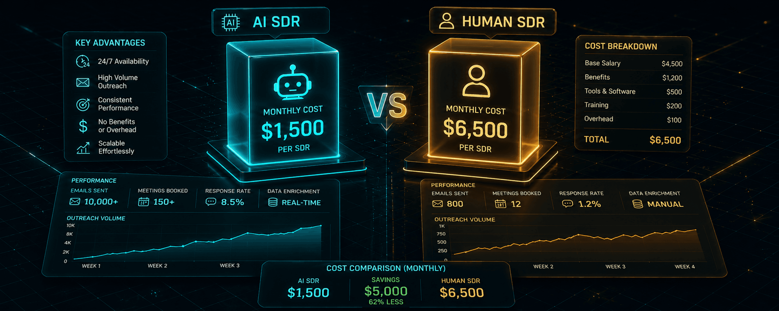 AI SDR vs Human SDR Cost Comparison